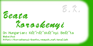 beata koroskenyi business card